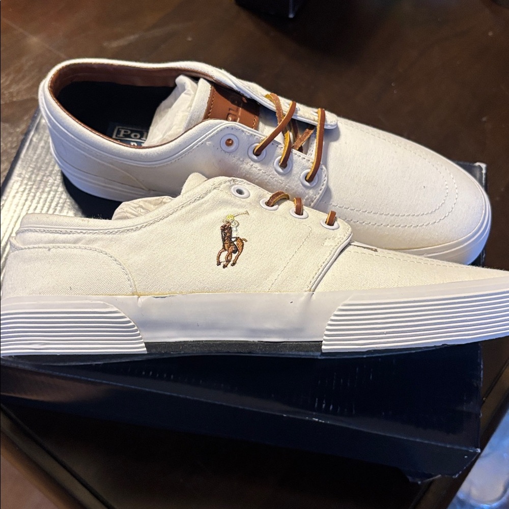 Polo by Ralph Lauren Men's Cream and Brown Sneakers size 8 - Picture 6 of 6